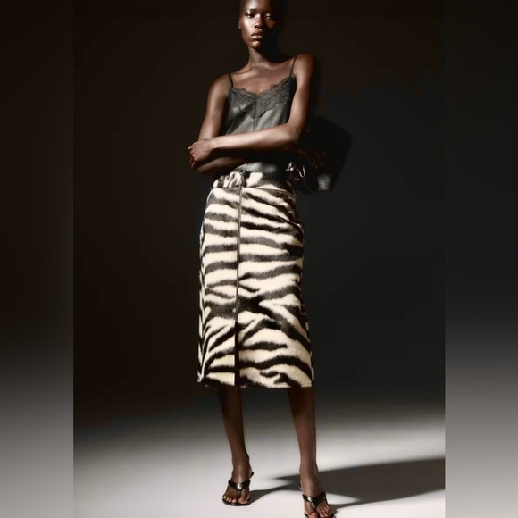 H&M Dresses & Skirts - H&M ZEBRA PRINT ZIP-FRONT SKIRT